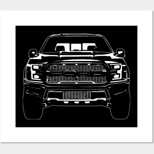 White F 150 Raptor Sketch Art Posters and Art